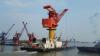 sell grab floating crane floating grab crane barge for coal,sand,bulk floating crane barge